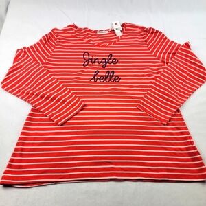 NWT I.B.Diffusion Jingle Belle holiday Christmas long sleeve top red white blue